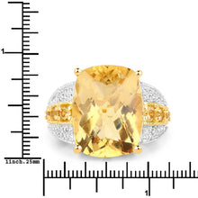 将图片加载到图库查看器,8.44 Carat Genuine Citrine and White Topaz .925 Sterling Silver Ring