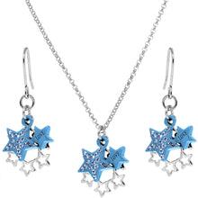 将图片加载到图库查看器,Blue Celestial Love Star Dangle Necklace and Earring Set