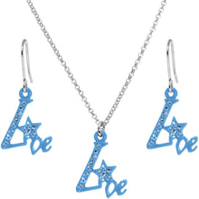 Load image into Gallery viewer, Blue Star Live Dangle Necklace and Earring Set