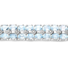 Load image into Gallery viewer, 17.22 Carat Genuine Blue Topaz and White Diamond .925 Sterling Silver Bracelet