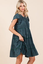 将图片加载到图库查看器,Lace Detail Ruffled Button Down Tiered Dress For Women – Romantic and Feminine Dress with Delicate Lace and Flowing Tiers