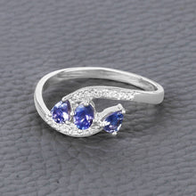 Load image into Gallery viewer, 0.51 Carat Genuine Tanzanite and White Diamond 14K White Gold Ring