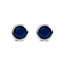 Load image into Gallery viewer, .925 Sterling Silver 6MM Bezel Set Created Purple Amethyst Solitaire Stud Earrings