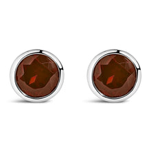 Load image into Gallery viewer, .925 Sterling Silver 6MM Bezel Set Created Purple Amethyst Solitaire Stud Earrings