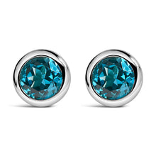 Load image into Gallery viewer, .925 Sterling Silver 6MM Bezel Set Created Purple Amethyst Solitaire Stud Earrings