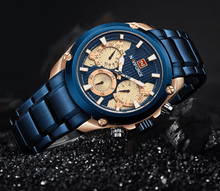 Load image into Gallery viewer, Men's Waterproof Stainless Steel Watch With Chronometers Business Style Wristwatch Unique Design Perfect Gift