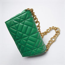 Load image into Gallery viewer, New Adorable Women's Handbag Green Small Flap Shoulder Bag In Thick Metal Chain Women's Clutch Bags Luxury Ladies Shoulder Purse
