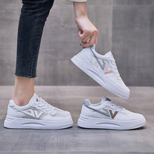 将图片加载到图库查看器,Spring Fashion Breathble Women Sneakers Leather Platform Shoes Women Lace Up Casual Shoes White Fashion Sneakers White PU Leather Platform Sneaker For Women Lace Up Walking Sneakers