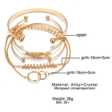 Load image into Gallery viewer, Luxury Modern Gold Crystal Elegant Woman and Lady Brecelets in Sets of 5Pcs/sett for Women Punk Boho Beach Bangle Jewelry Gift