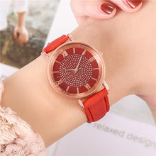将图片加载到图库查看器,Womens Watches Bracelet Set Starry Sky Ladies Watch Casual Leather Student Quartz Wristwatch Luxury Fashion Minimalist Leather Strap Dress Analogue Quartz Round Elegant Watch