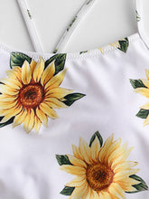Load image into Gallery viewer, High Waist Bikini Sunflower Swimsuit Women Bikini Floral Swimsuit Floral Crop Tie Knot Front High Waist Bikini Set Two Piece Swimsuit For Women Summer High Waisted Bathing Suit