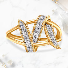 Load image into Gallery viewer, 14K Yellow Gold Plated .925 Sterling Silver 1/4 Cttw Diamond Interlocking Bypass Ring (I-J Color, I1-I2 Clarity) - Size 7