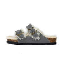 将图片加载到图库查看器,New Cotton Wool Shoes Double Buckle Belt Wool Shoes Indoor Outdoor Wear Warm Slippers Comfy Soft Women Slippers Fur Lined Orthopedic Indoor House Shoes With Adjustable Buckle
