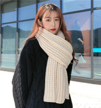 Load image into Gallery viewer, Winter Simple Soft Colorful Knitted Wool Scarf Solid Warm Scarves Lightweight Casual Couple Muffler Striped Elegant Hijab Cashmere Scarf Neck Scarf Christmas Gift For Women