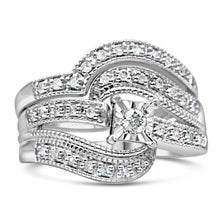 Load image into Gallery viewer, .925 Sterling Silver 1/3 Cttw Round Diamond Crisscross Engagement Ring Bridal Set (H-I Color, I1-I2 Clarity ) - Size 7