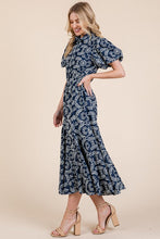 Load image into Gallery viewer, Natural Leaf Pattern Eyelet Lace Puff Sleeve Dress For Women – Elegant and Feminine Eyelet Lace Dress with Puff Sleeves
