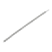 Load image into Gallery viewer, .925 Sterling Silver 2.0 cttw Diamond 7 Stone Floral Cluster Link Bracelet (I-J Color, I3 Clarity) -7.25"