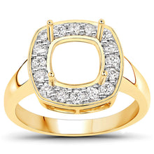 Load image into Gallery viewer, 0.48 Carat Genuine White Diamond 14K Yellow Gold Semi Mount Ring - holds 8x8mm Cushion Gemstone