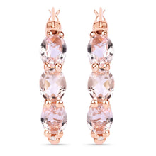 Load image into Gallery viewer, 1.63 Carat Genuine Morganite and White Diamond .925 Sterling Silver Earrings