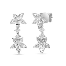 Load image into Gallery viewer, 18k White Gold 6.0 Cttw Marquise Diamond Floral Dangle Drop Earrings (E-F Color, VS1-VS2 Clarity)