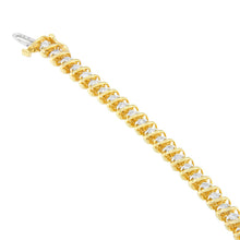 将图片加载到图库查看器,14K Yellow Gold Round Cut Diamond Spiral Link Bracelet (3.00 cttw, H-I Color, SI2-I1 Clarity)
