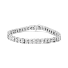 Load image into Gallery viewer, .925 Sterling Silver 1/4 Cttw Miracle Set Diamond and Bead Link 7.25" Tennis Bracelet (I-J Color, I2-I3 Clarity)