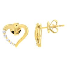 Load image into Gallery viewer, 14K Yellow Gold 1/8 Cttw Diamond Journey Heart Hoop Earrings (K-L Color, I1-I2 Clarity)