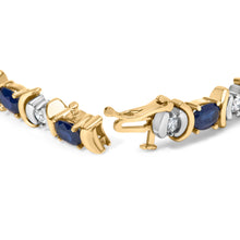 Load image into Gallery viewer, 14K Yellow Gold 1.00 Cttw Alternating Diamond and 6 1/2 Cttw Oval Blue Sapphire Link Bracelet (H-I Color, SI1-SI2 Clarity) - 7" Inches