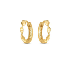 将图片加载到图库查看器,14k Yellow Gold Twist Huggie Hoops