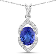 Load image into Gallery viewer, 2.44 Carat Genuine Tanzanite and White Diamond 14K White Gold Pendant
