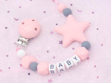 Load image into Gallery viewer, Personalized Name Handmade Pacifier Clips Holder Chain Silicone Pacifier Chains Baby Teether Teething Chain For Baby and Kids