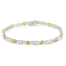 Load image into Gallery viewer, 10K Two-Tone Gold Princess Cut Diamond Geo Link Bracelet (1.00 cttw, H-I Color, SI1-SI2 Clarity)