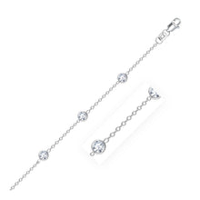 Load image into Gallery viewer, 14k White Gold Anklet with Round White Cubic Zirconia