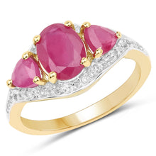 Load image into Gallery viewer, 14K Yellow Gold Plated 2.49 Carat Genuine Glass Filled Ruby and White Topaz .925 Sterling Silver Ring