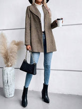 Load image into Gallery viewer, Women's Plaid Collared Neck Buttoned Long Sleeve Jacket – Classic & Lightweight Outerwear for Everyday Wear