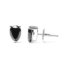 将图片加载到图库查看器,14K White Gold 2.00 Cttw Pear Cut Black Diamond Stud Earrings