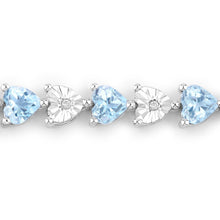 Load image into Gallery viewer, 7.64 Carat Genuine Blue Topaz and White Diamond .925 Sterling Silver Bracelet