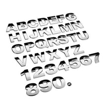 Load image into Gallery viewer, 3D Car Stickers Metal Alphabet Car Letters Numbers Decal Sticker, Metal Emblem Decal Logo Trim Badge Silver Black Badge Chrome Letters Numbers Logo Car Stickers Automobiles Plastic Car Letters Number Sticker 3D Emblem Accessories Stickers
