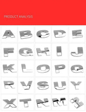 Load image into Gallery viewer, 3D Car Stickers Metal Alphabet Car Letters Numbers Decal Sticker, Metal Emblem Decal Logo Trim Badge Silver Black Badge Chrome Letters Numbers Logo Car Stickers Automobiles Plastic Car Letters Number Sticker 3D Emblem Accessories Stickers