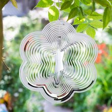 Load image into Gallery viewer, 3D Drop-shaped Rotating Wind Spinner Outdoor Metal Sculptures Flowing Stainless Steel Wind Chimes Flowing-Light Effect Design Home Garden Decoration Outdoor Hanging Decor Gift Wind Spinners Mirrored Patio Wind Chime Yard Decor