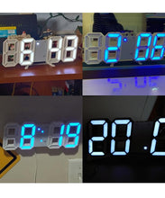 Load image into Gallery viewer, 3D Large LED Digital Wall Clock 3D LED Wall Clock with Remote Control 12/24 H Time/Date Display Nightlight Alarm Clock Digital Clock Brightness to Adjust Temperature Date Time Celsius Nightlight Display Table Desktop Clocks Alarm Clock For Living Room