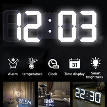 将图片加载到图库查看器,3D Large LED Digital Wall Clock Date Time Celsius Nightlight Display Table Desktop Clocks 3D Digital Alarm Clock Modern Design LED Wall Desk Clocks 12/24H Time /Date/ Temperature Display Nightlight /Brightness Adjustable/ Alarm Clock For Living Room