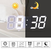 将图片加载到图库查看器,3D Large LED Digital Wall Clock Date Time Celsius Nightlight Display Table Desktop Clocks 3D Digital Alarm Clock Modern Design LED Wall Desk Clocks 12/24H Time /Date/ Temperature Display Nightlight /Brightness Adjustable/ Alarm Clock For Living Room