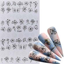 Load image into Gallery viewer, 3D Nail Slider Black Russia Letter Sticker Decals Flamingo Design Adhesive Manicure Tips Nail Art Decorations Accessories Sliders Manicure Decoration 3D Nail Supplies Holographic Decals Transfer Sliders Nail Design Manicures Nail Self-Adhesive Sticker