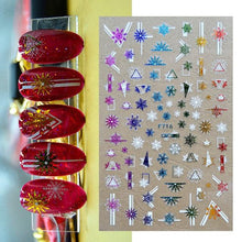 Load image into Gallery viewer, 3D Nail Stickers Decals Snowflakes Elk Bear Christmas Xmas Transfer Stickers Nail Art Self-Adhesive Decals Decoration Nail Art Stickers Decals Christmas Snowflake Bronzing Christmas Slider Nail Art 3D Decals Decoration