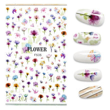 Load image into Gallery viewer, 3D Nail Stickers Leaves Butterfly Panda Love Heart Design Stickers For Nails Manicure Foil Nail Art Decor Girls Manicure Decoration Nail Art Supplies 3D Self-Adhesive Nail Decals Designer Nail Stickers for Acrylic Nails