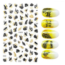Load image into Gallery viewer, 3D Nail Stickers Leaves Butterfly Panda Love Heart Design Stickers For Nails Manicure Foil Nail Art Decor Girls Manicure Decoration Nail Art Supplies 3D Self-Adhesive Nail Decals Designer Nail Stickers for Acrylic Nails