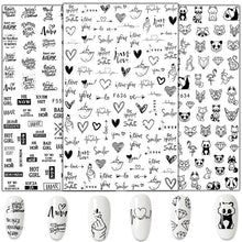Load image into Gallery viewer, 3D Nail Stickers Leaves Butterfly Panda Love Heart Design Stickers For Nails Manicure Foil Nail Art Decor Girls Manicure Decoration Nail Art Supplies 3D Self-Adhesive Nail Decals Designer Nail Stickers for Acrylic Nails