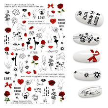 Load image into Gallery viewer, 3D Nail Stickers Leaves Butterfly Panda Love Heart Design Stickers For Nails Manicure Foil Nail Art Decor Girls Manicure Decoration Nail Art Supplies 3D Self-Adhesive Nail Decals Designer Nail Stickers for Acrylic Nails