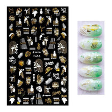 Load image into Gallery viewer, 3D Nail Stickers Leaves Butterfly Panda Love Heart Design Stickers For Nails Manicure Foil Nail Art Decor Girls Manicure Decoration Nail Art Supplies 3D Self-Adhesive Nail Decals Designer Nail Stickers for Acrylic Nails